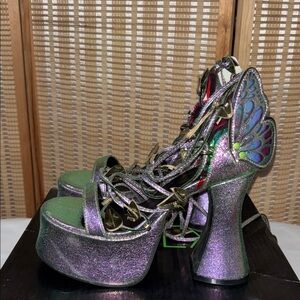 Dolls Kill Iridescent Platform Butterfly Heels